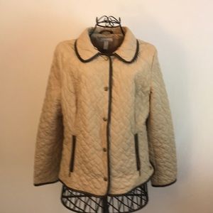 Charter Club Beige Quilted Jacket 2 Pockets Medium